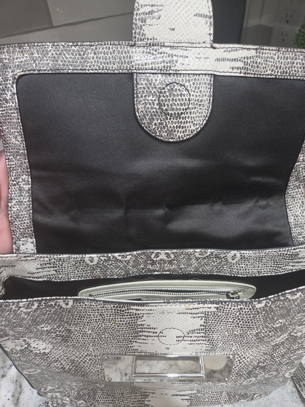 Henri Bendel Black & White Faux Snakeskin-Print Shoulder Bag - Picture 6 of 14